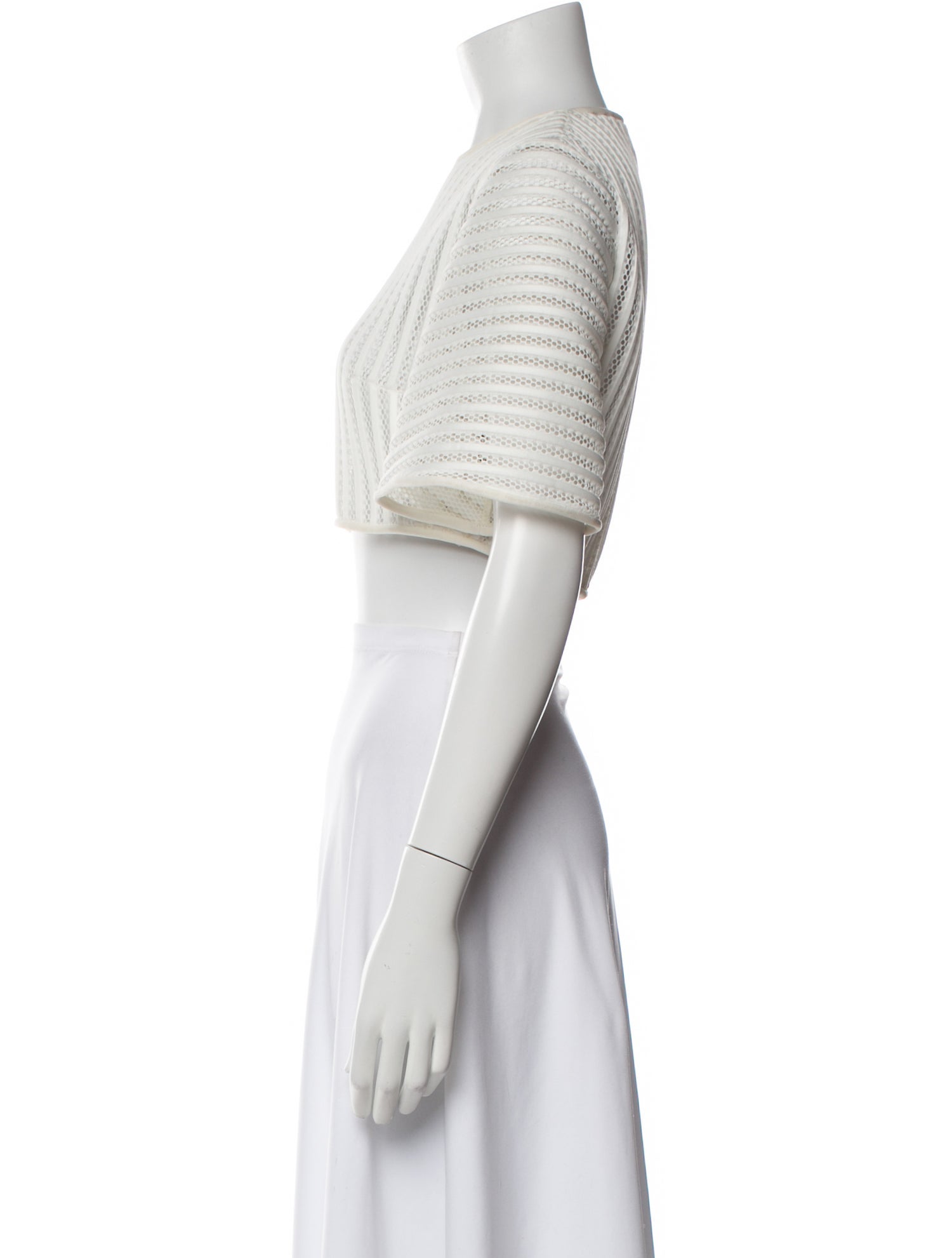 David Koma Leather Striped Crop Top