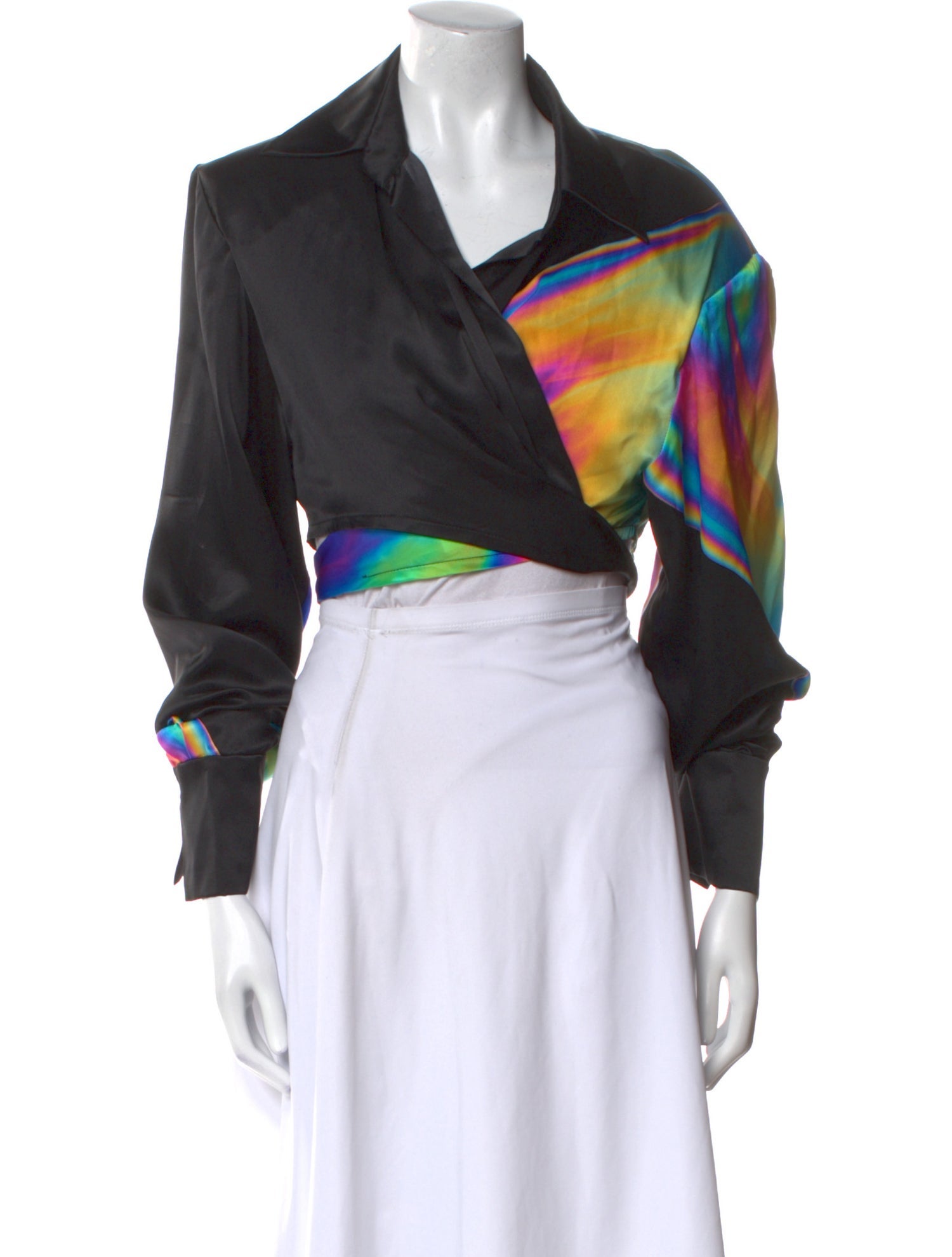 David Koma Silk Printed Crop Top