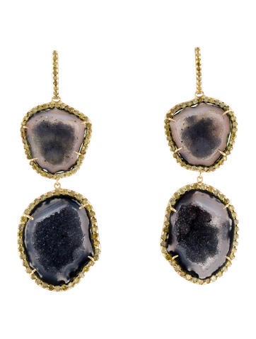 Kimberly McDonald Drop 18K Geode & Diamond Earrings