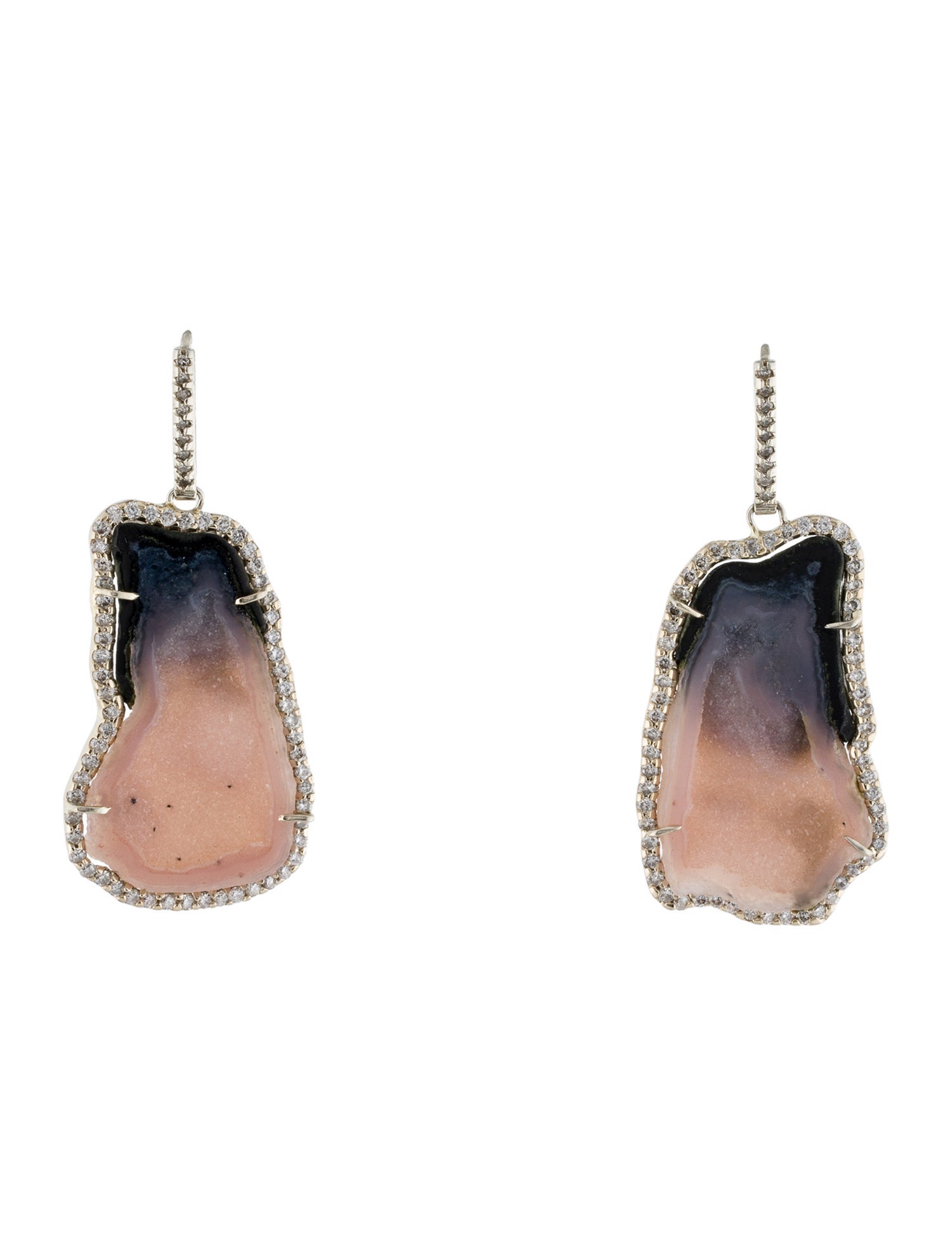 Kimberly McDonald 18K Druzy Geode & Diamond Drop Earrings