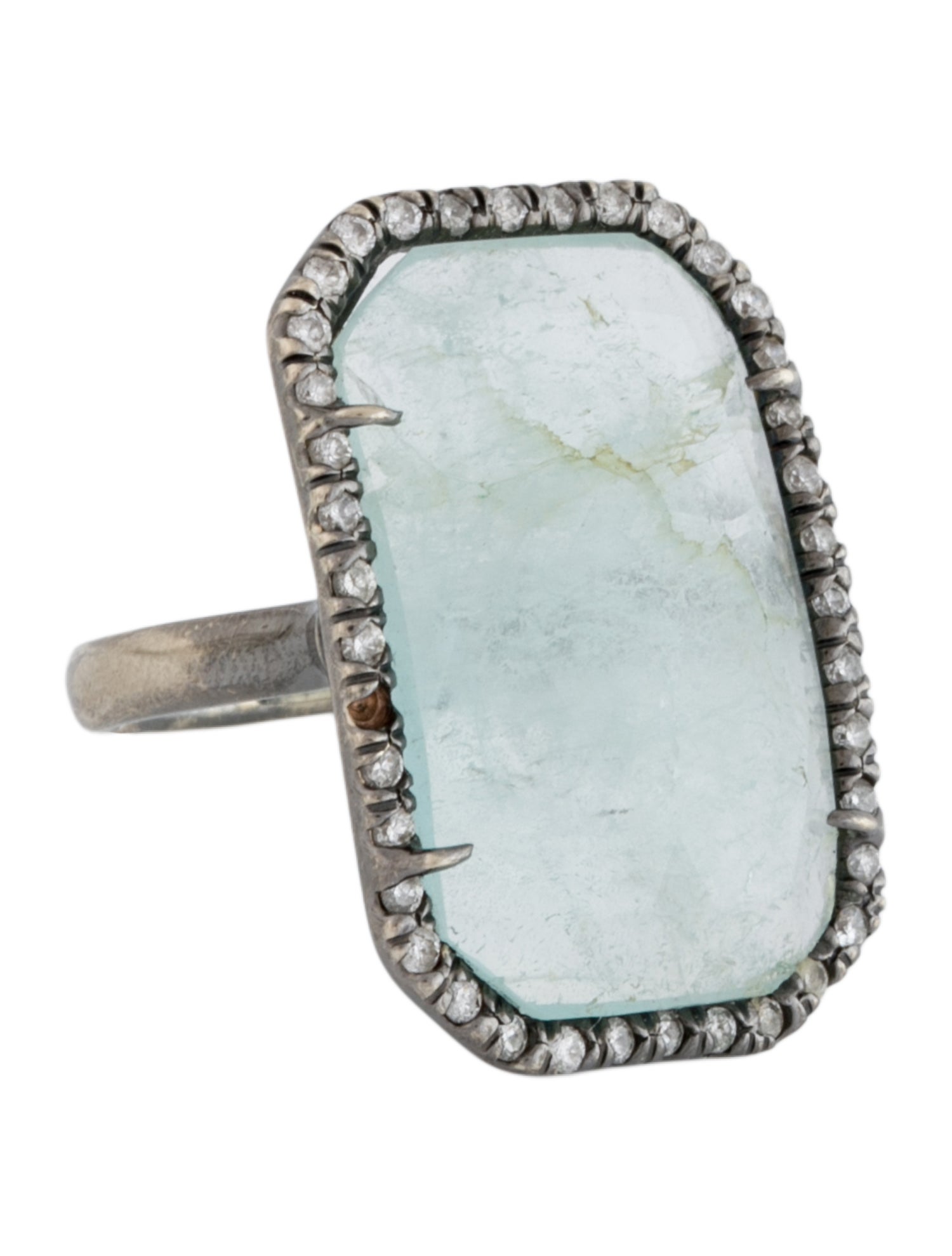 Kimberly McDonald 18K Aquamarine & Diamond Cocktail Ring