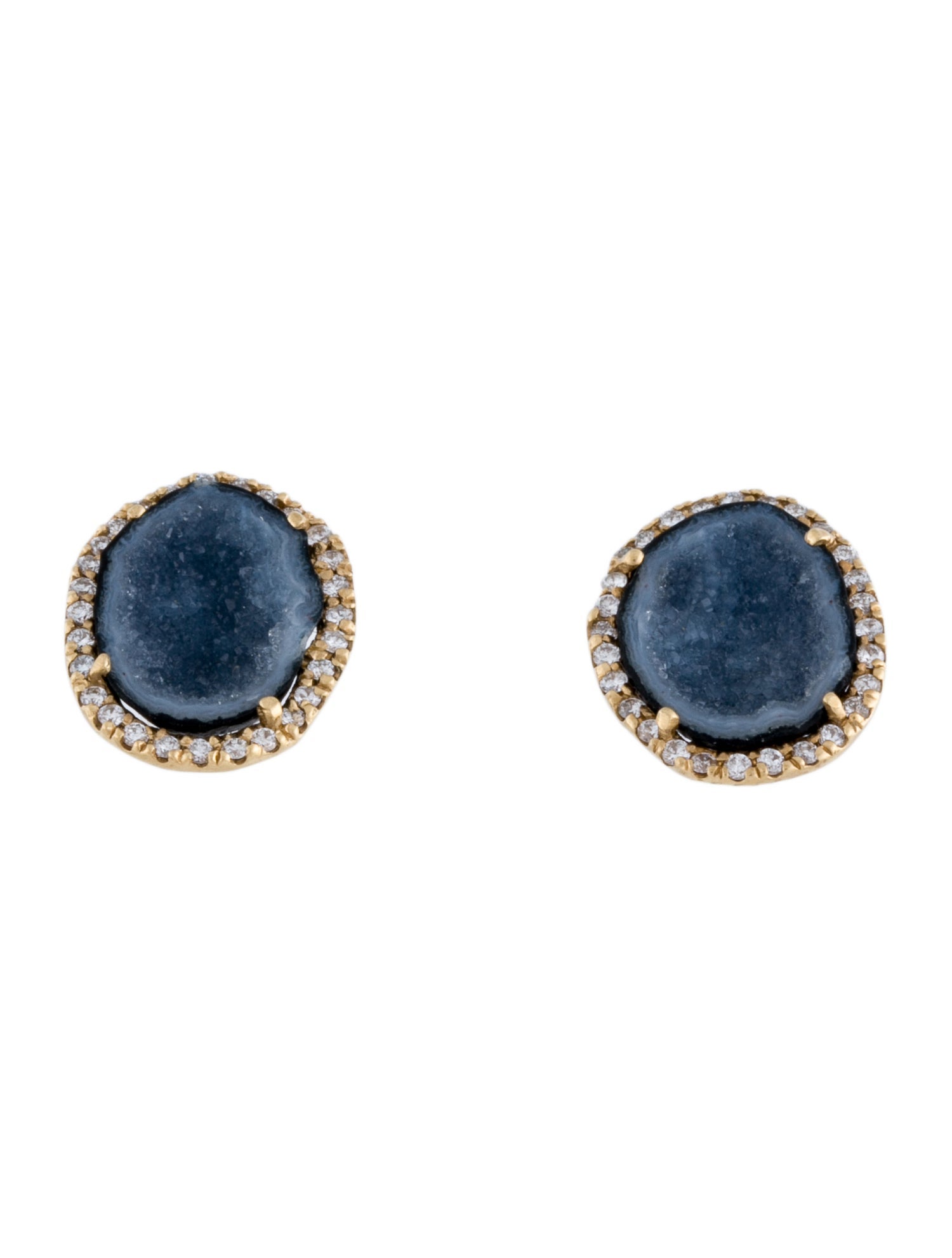 Kimberly McDonald 18K Druzy Geode & Diamond Stud Earrings