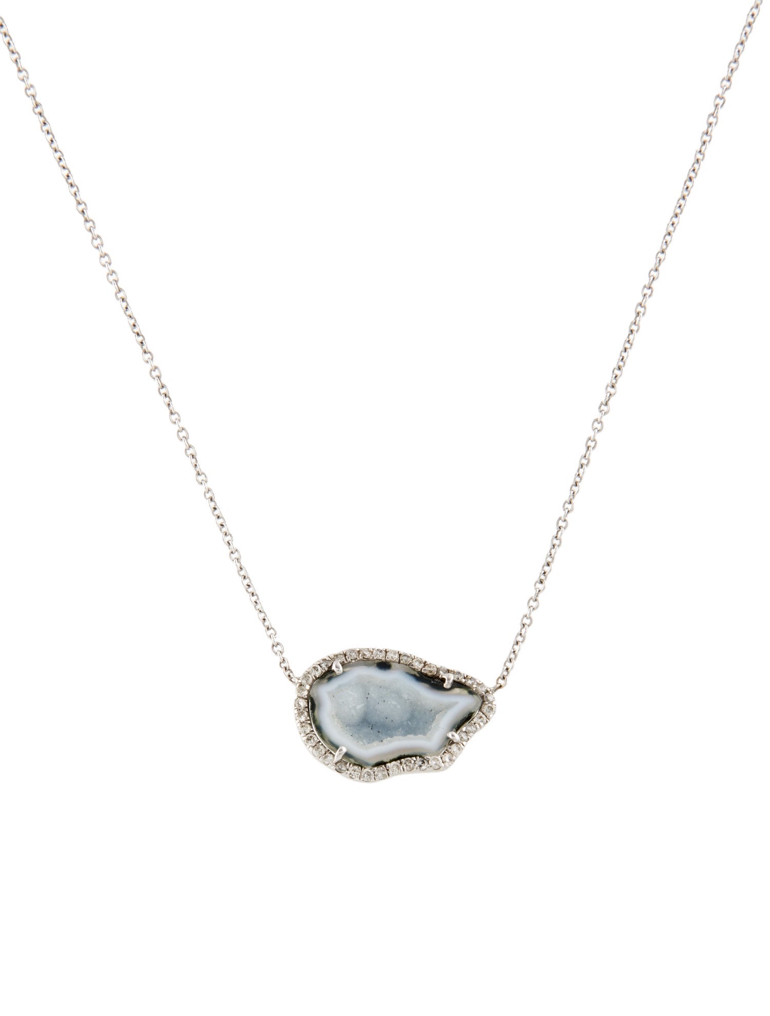 Kimberly McDonald 18K Druzy Geode & Diamond Pendant Necklace