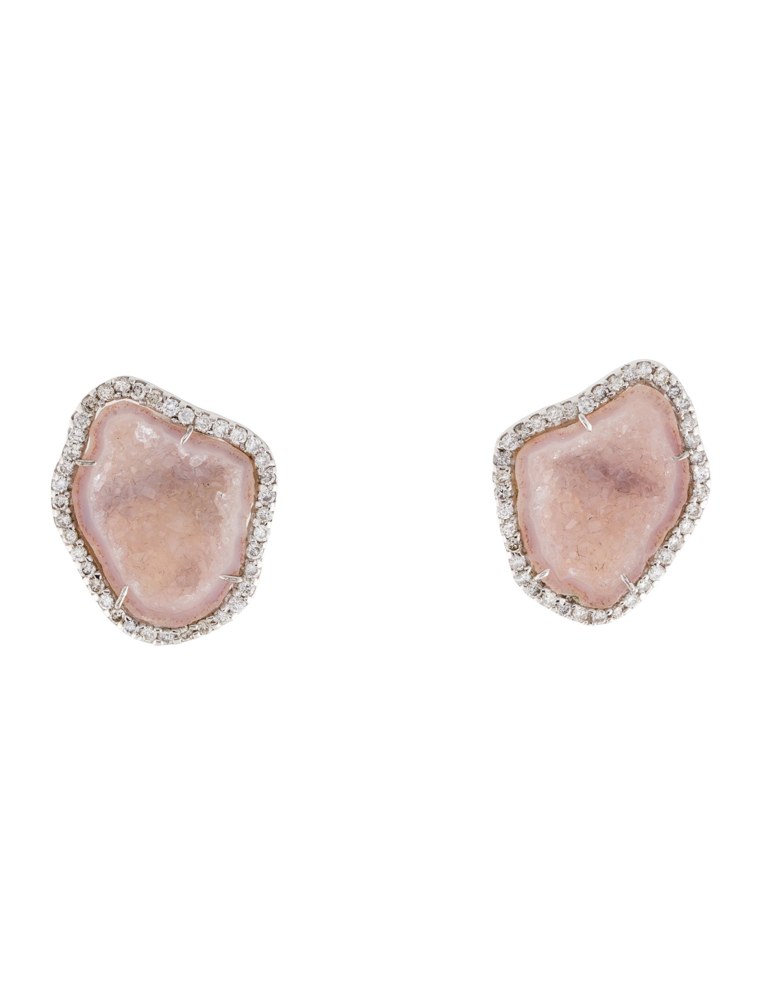 Kimberly McDonald 18K Pink Geode & Diamond Stud Earrings