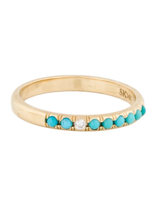 Sofia Kaman 14K Turquoise & Diamond Stacking Band