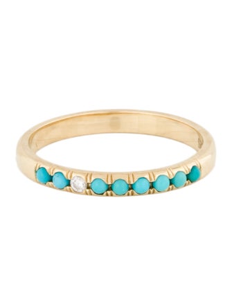 Sofia Kaman 14K Turquoise & Diamond Stacking Band