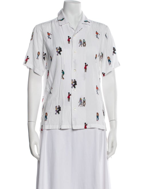 Kirin Printed Short Sleeve Button-Up Top