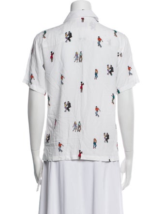 Kirin Printed Short Sleeve Button-Up Top