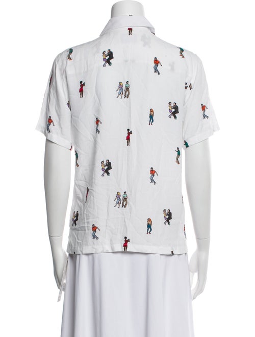 Kirin Printed Short Sleeve Button-Up Top