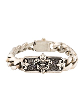 King Baby Studio 1.18ctw Diamond 'Fluer de Lis' Curb Chain Bracelet