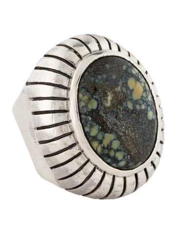 King Baby Studio Cocktail Ring Turquoise Spotted 7.75