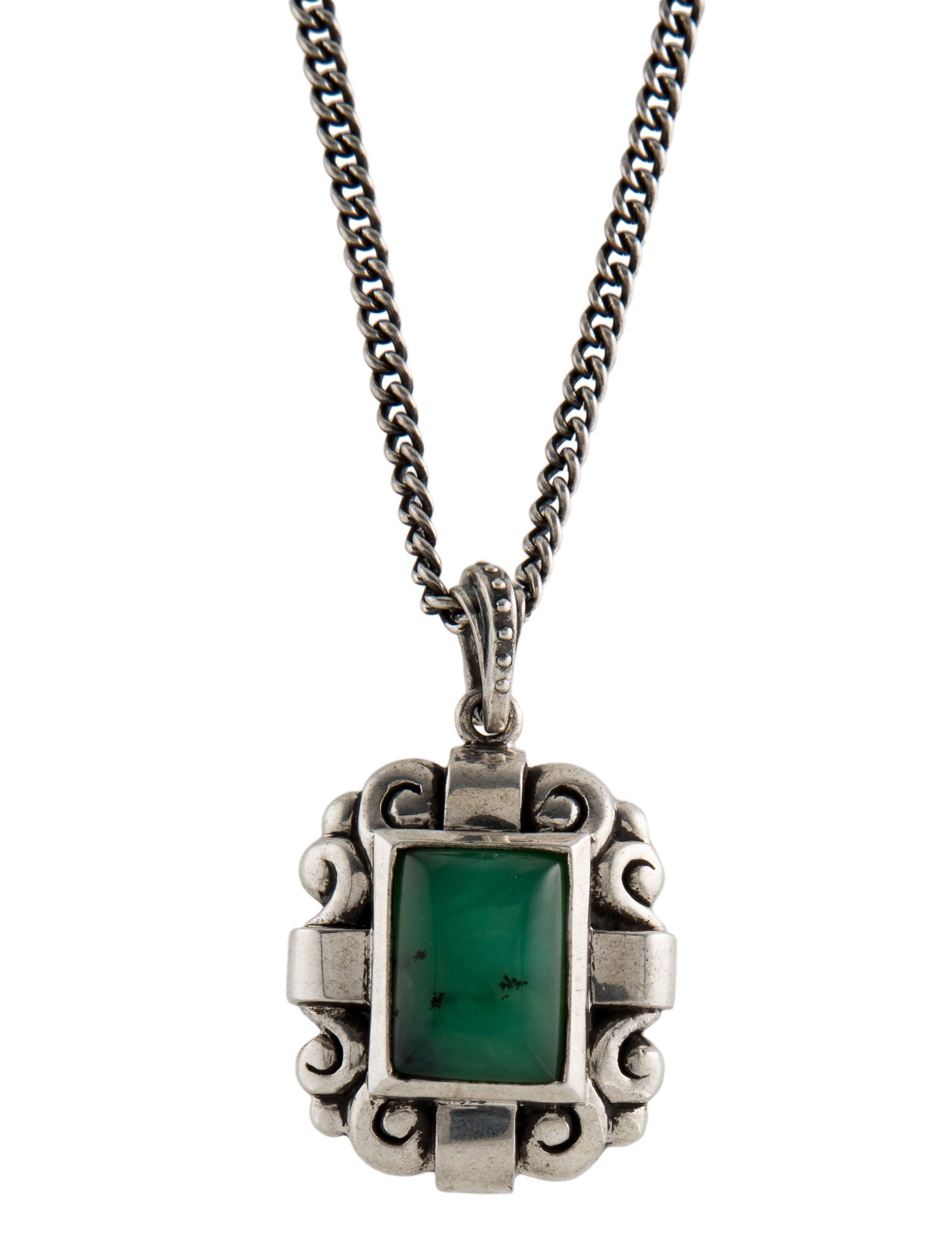 King Baby Studio Chrysoprase Scrollwork Pendant Necklac