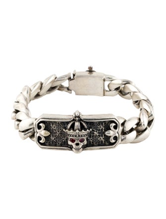 King Baby Studio Ruby Crowned Skull ID Link Bracelet