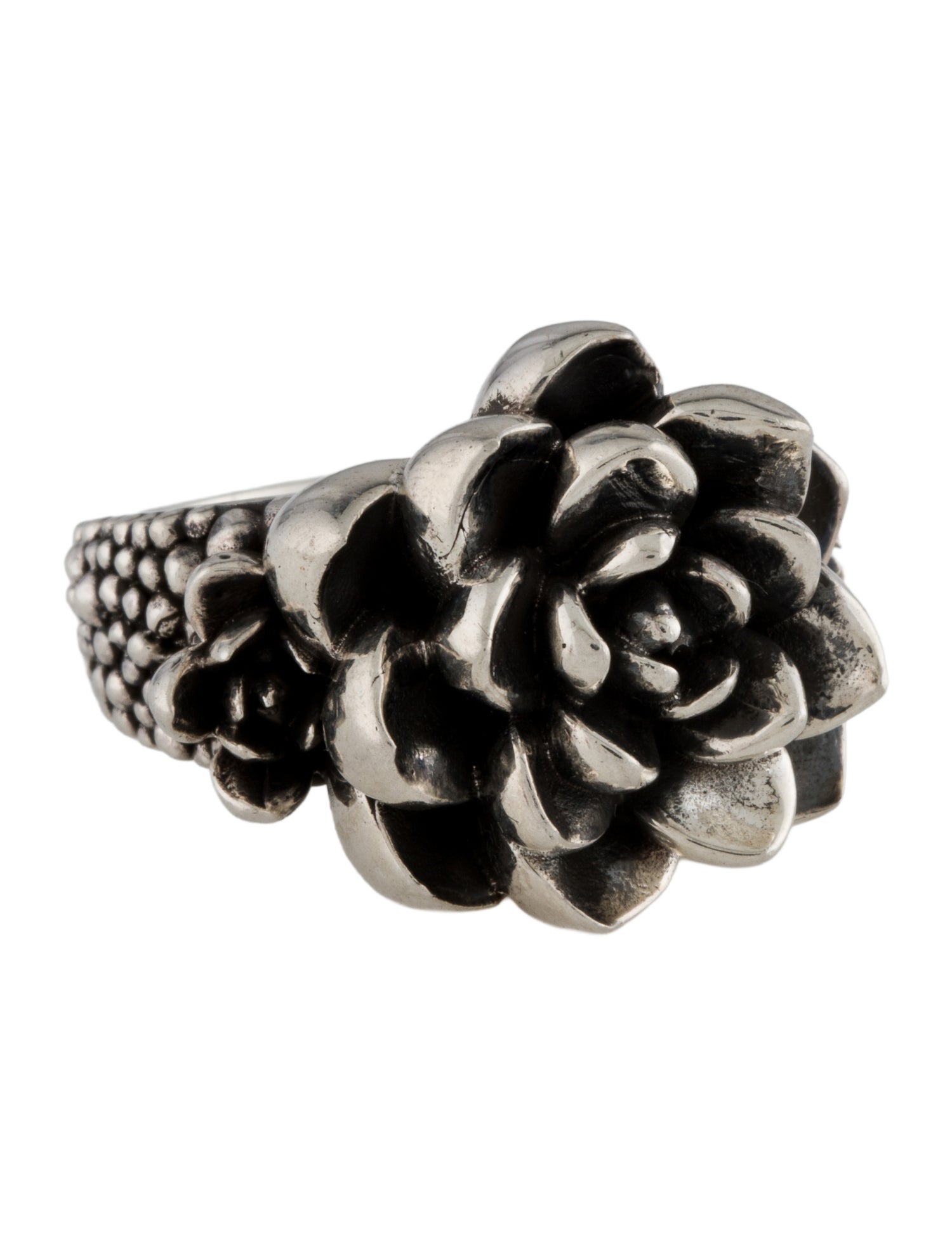 King Baby Studio King Baby Silver Blue Star Succulent Cluster Cocktail Ring