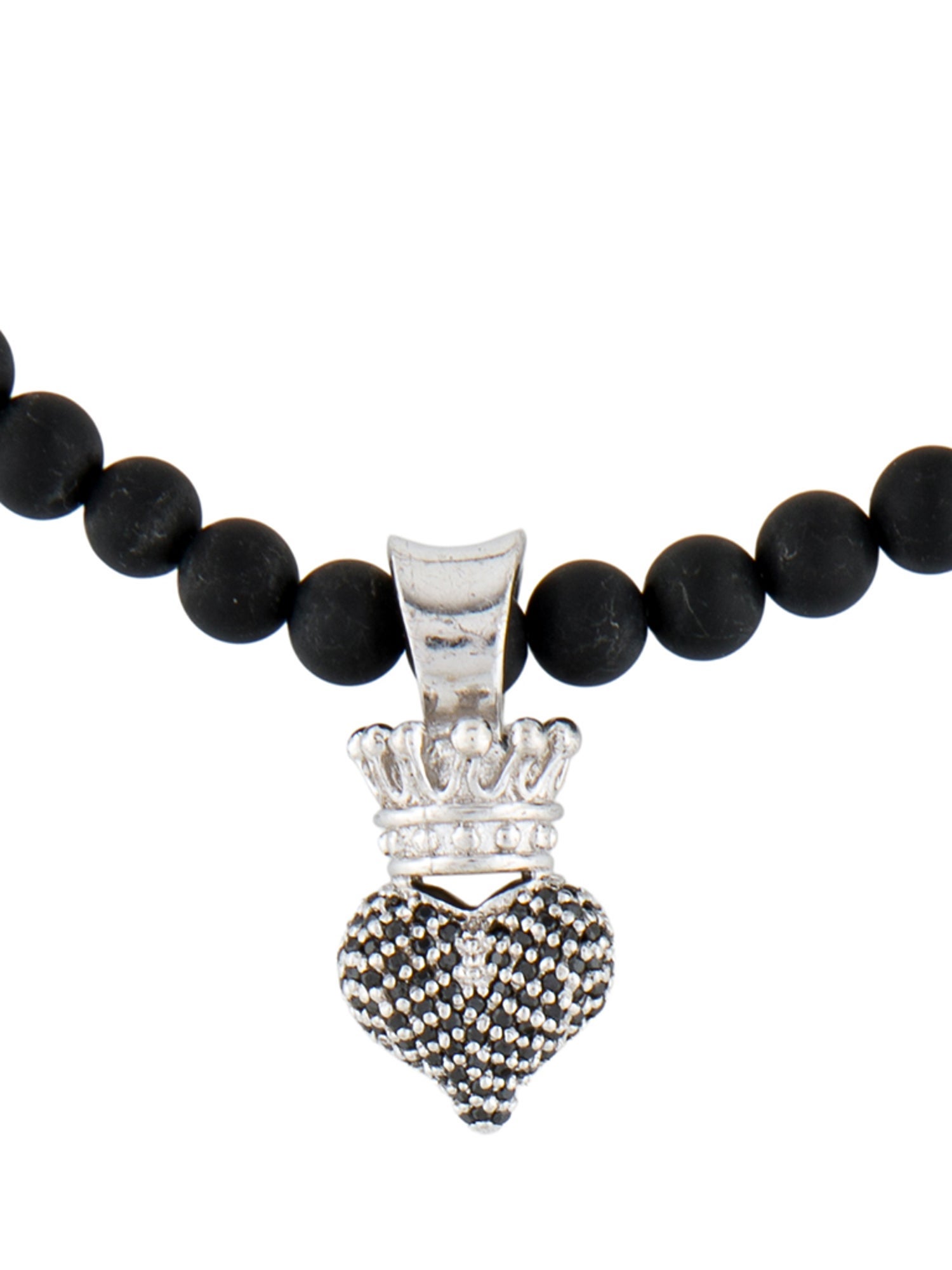 King Baby Studio Onyx & Cubic Zirconia Heart Bead Pendant Necklace