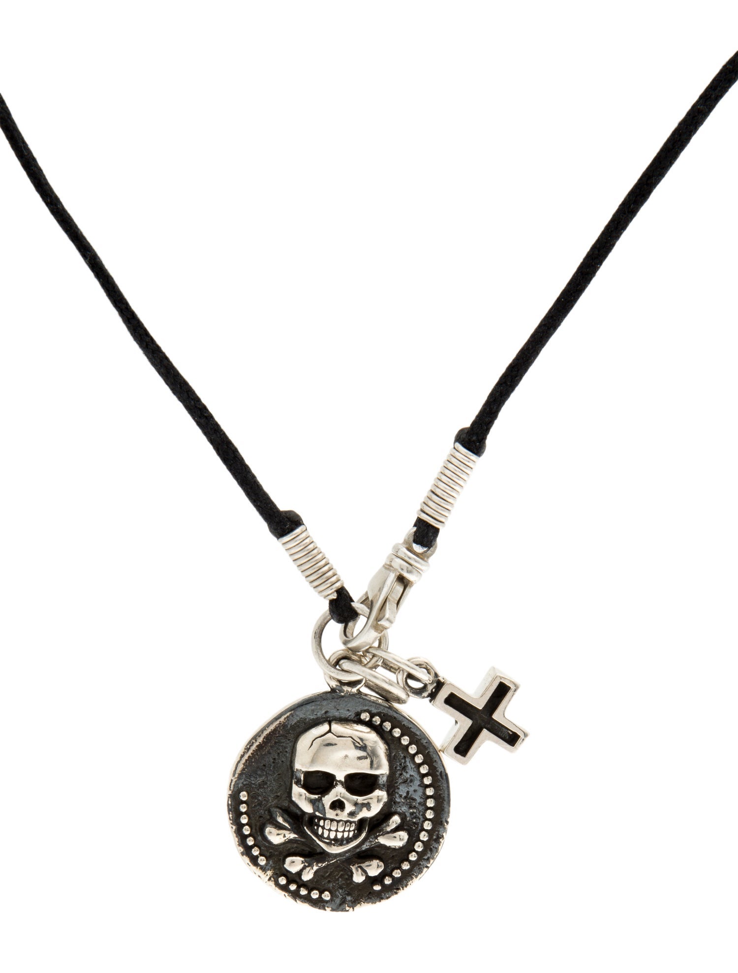 King Baby Studio Large Skull Coin w/Ancient Cross Pendant Necklace