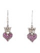 King Baby Studio Synthetic Ruby Crown Heart Drop Earrings