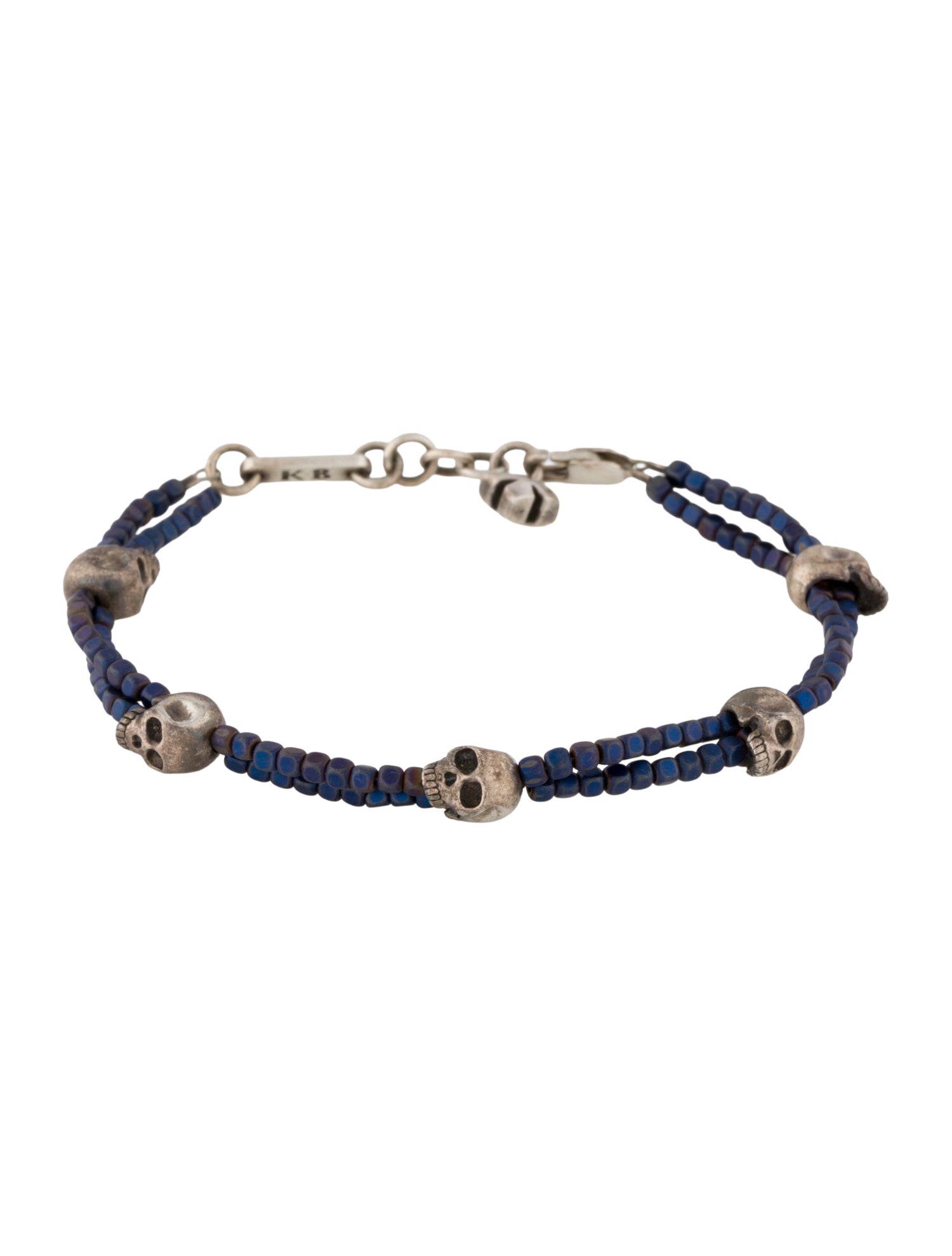 King Baby Studio Hematite Double Strand Skull Station Bracelet