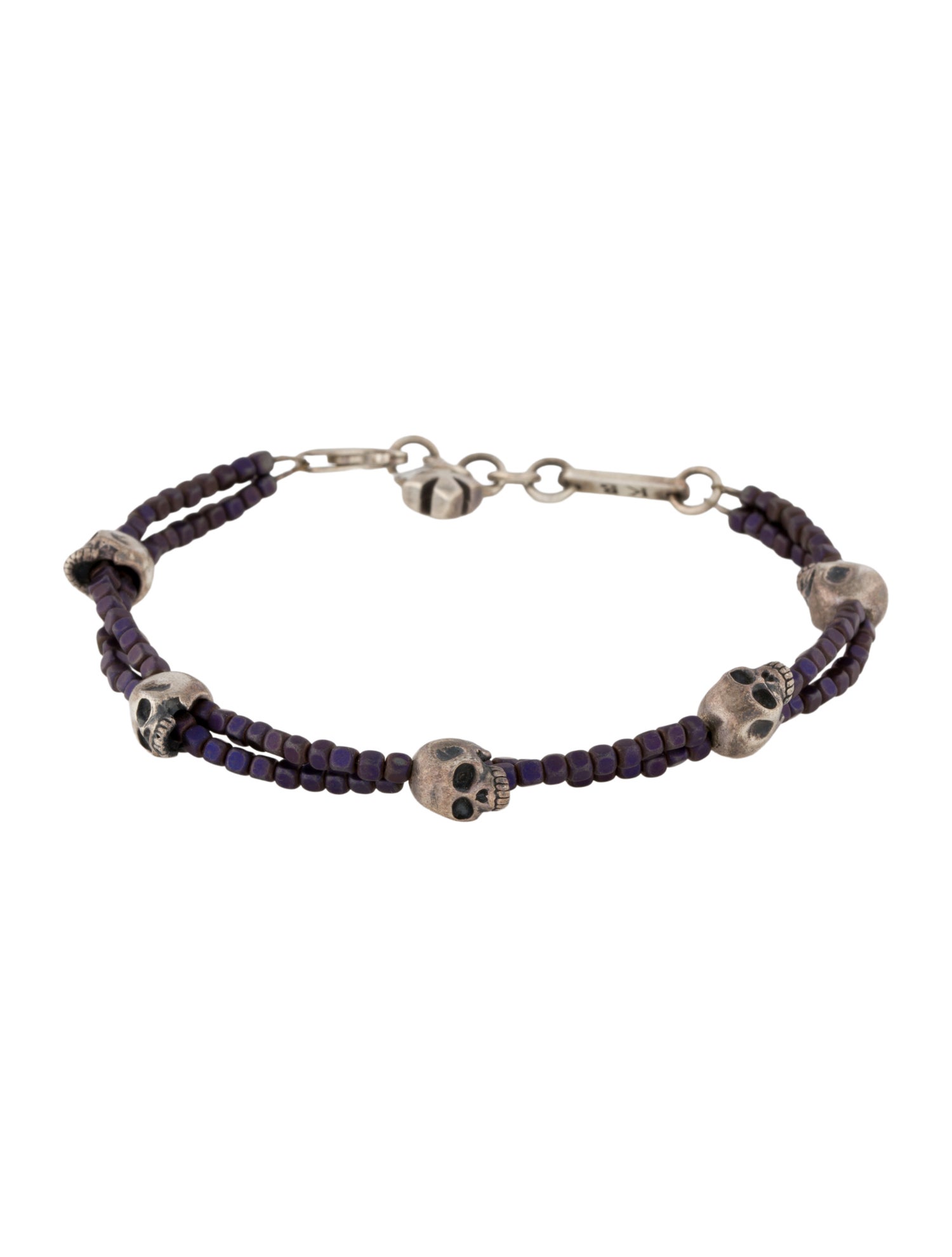 King Baby Studio Hematite Double Strand Skull Station Bracelet