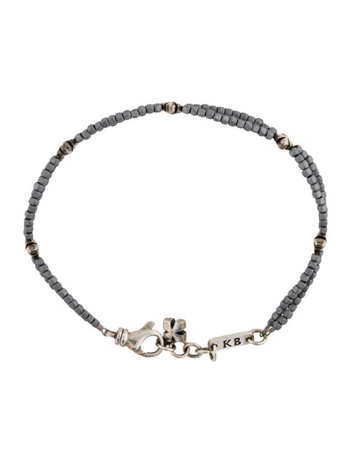 King Baby Studio Hematite Cross Double Strand Station Bracelet