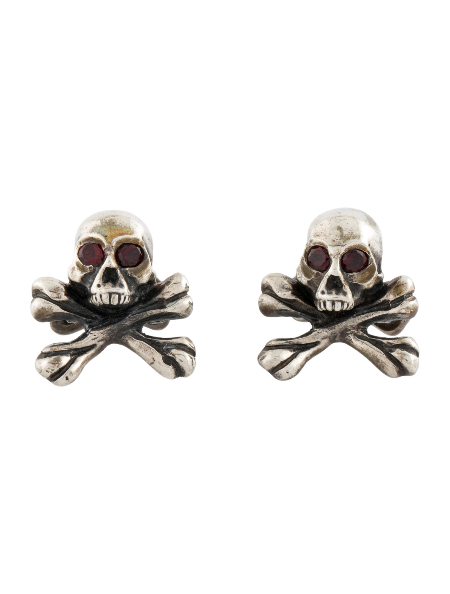 King Baby Studio Garnet Skull & Crossbones Cufflinks