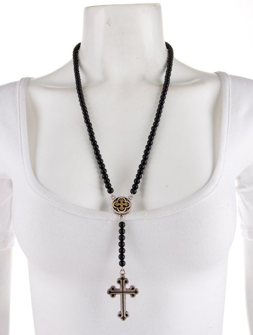 King Baby Studio Onyx Rosary Lavalier Necklace