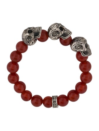 King Baby Studio Carnelian Bead Day Of The Dead Bracelet