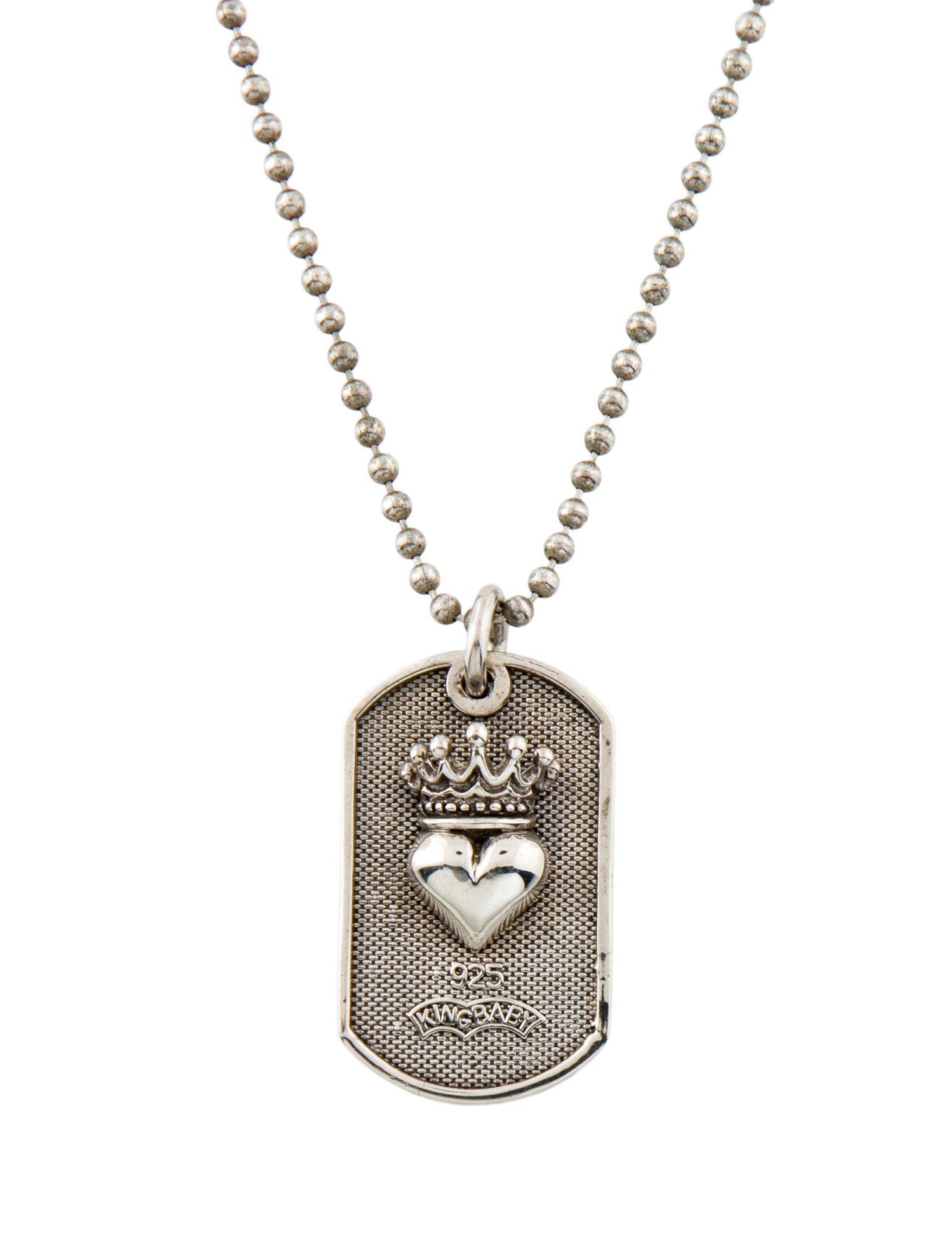 King Baby Studio Crowned Heart Dog Tag Pendant Necklace