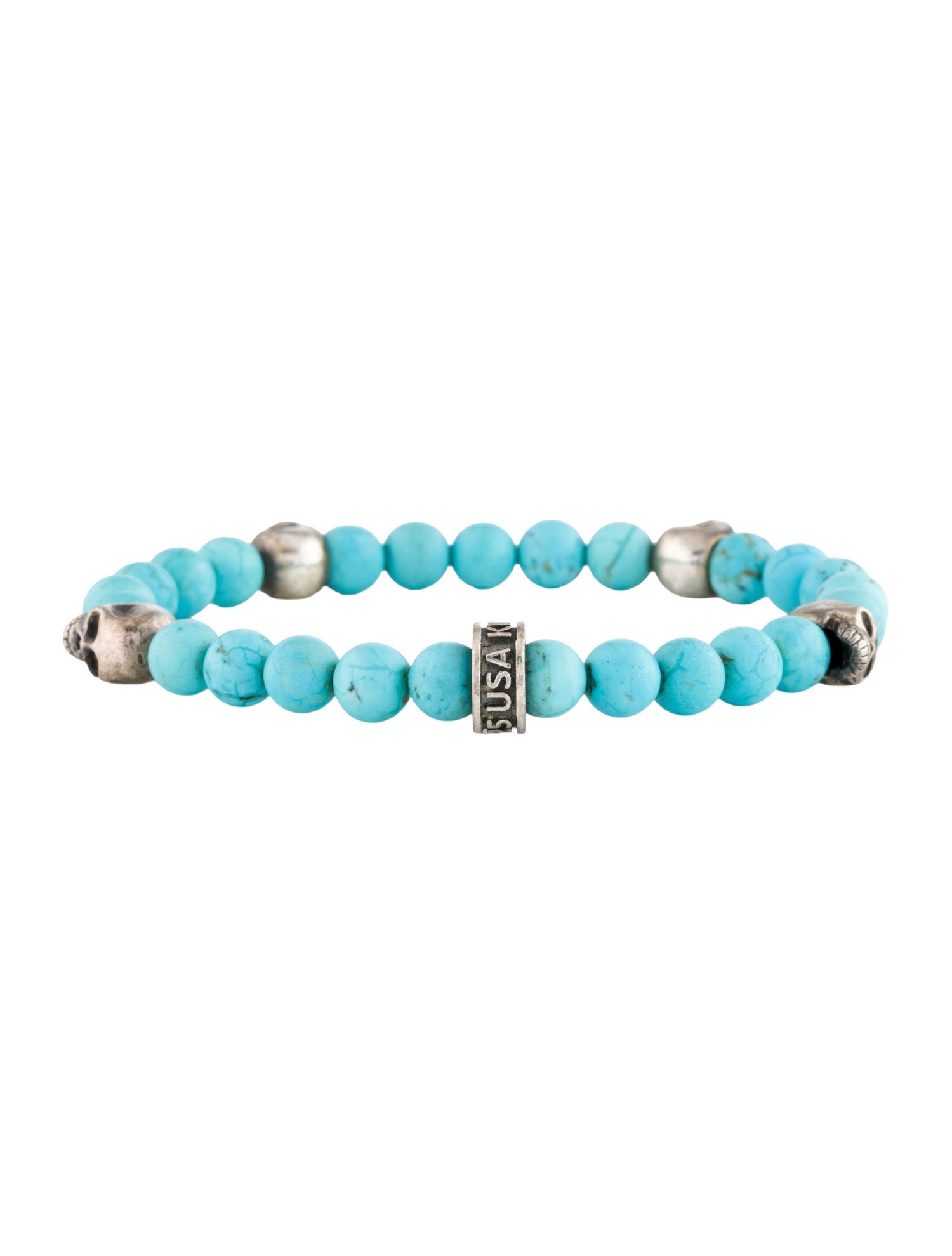 King Baby Studio Dyed Magnesite 4 Skulls Bead Bracelet