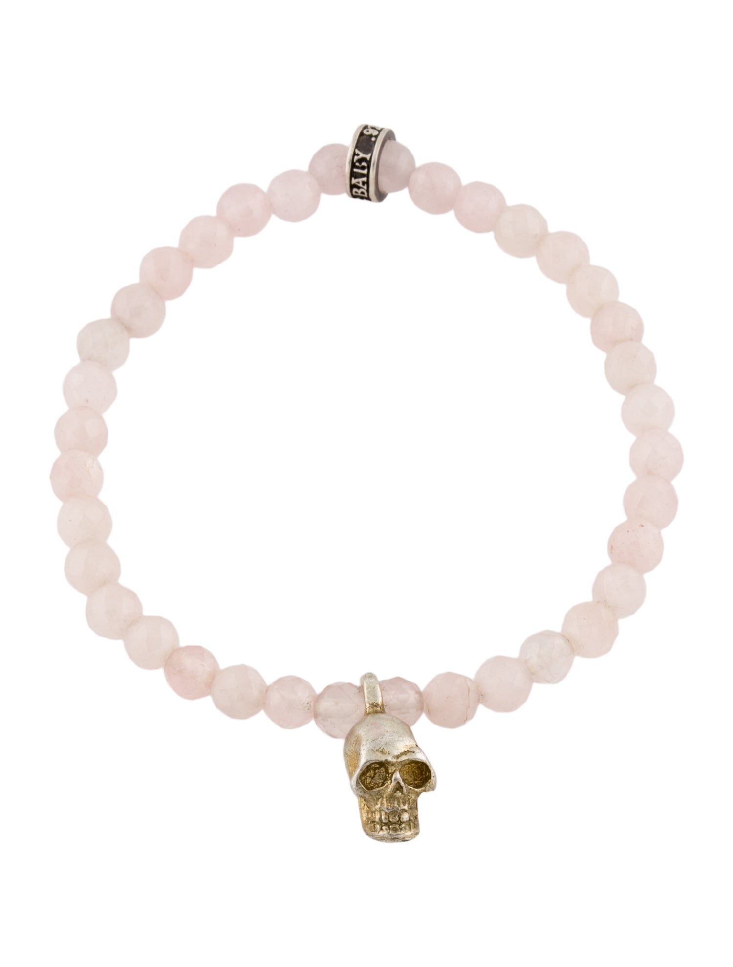 King Baby Studio Rose Quartz Skull Bead Bracelet