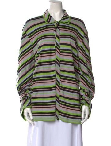 Kenneth Ize Knitwear Silk Striped Sweater XL