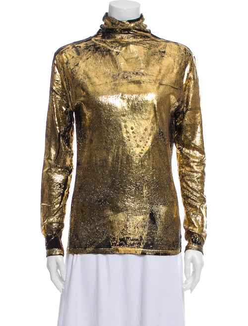 Koché Turtleneck Long Sleeve Top Gold