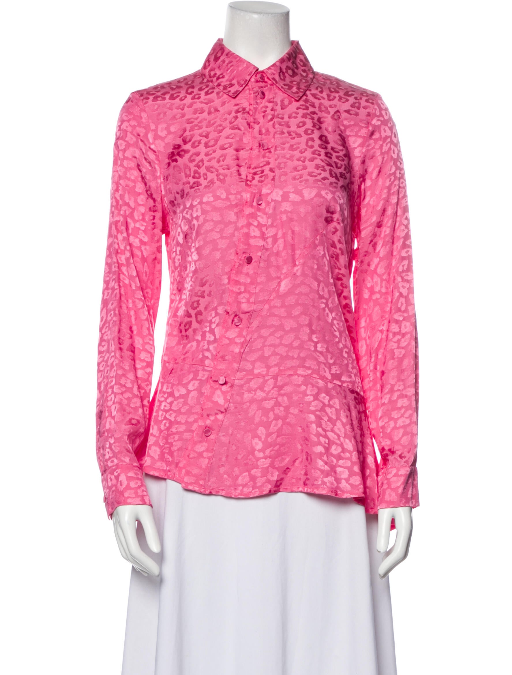 Koché Animal Print Long Sleeve Button-Up Top