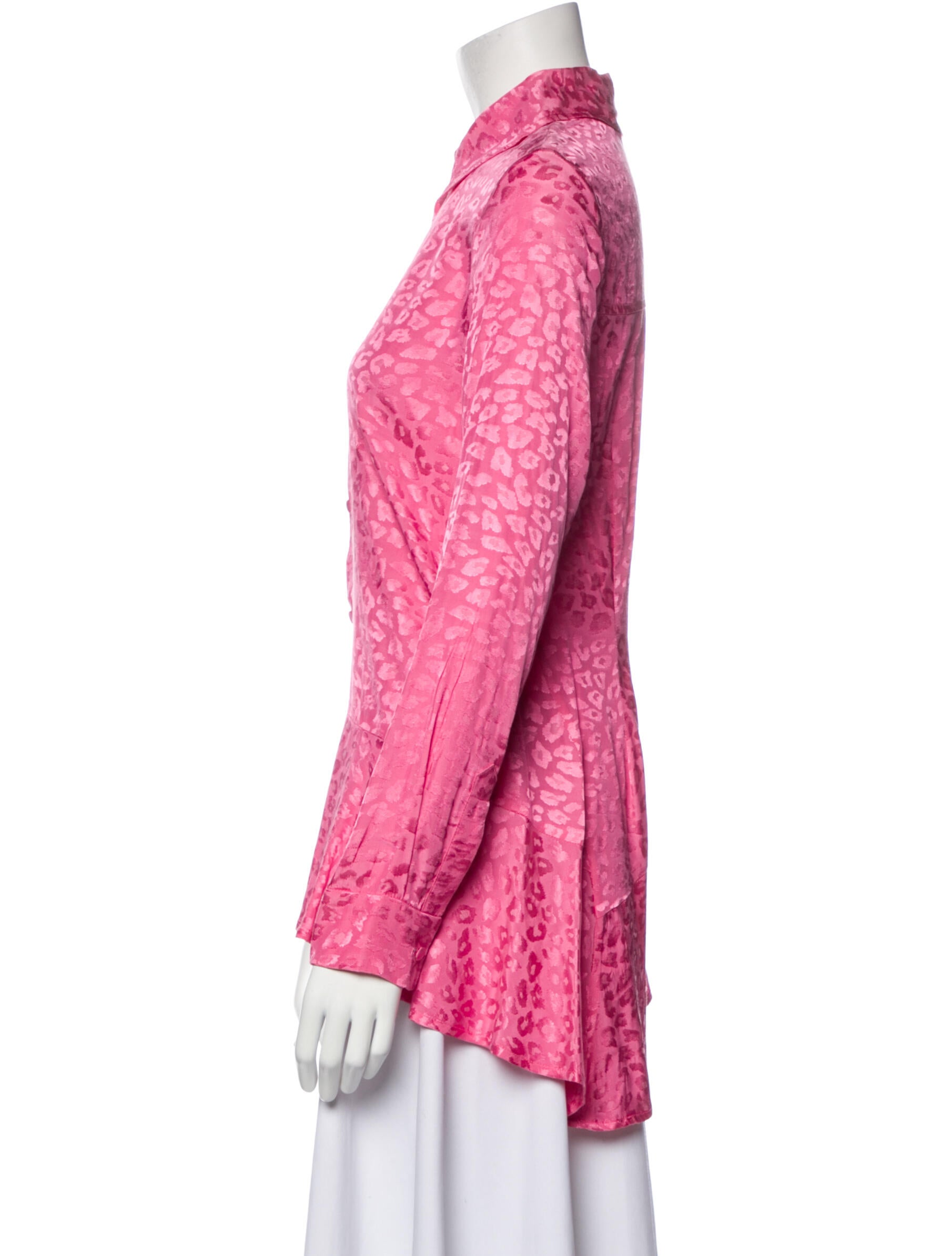 Koché Animal Print Long Sleeve Button-Up Top