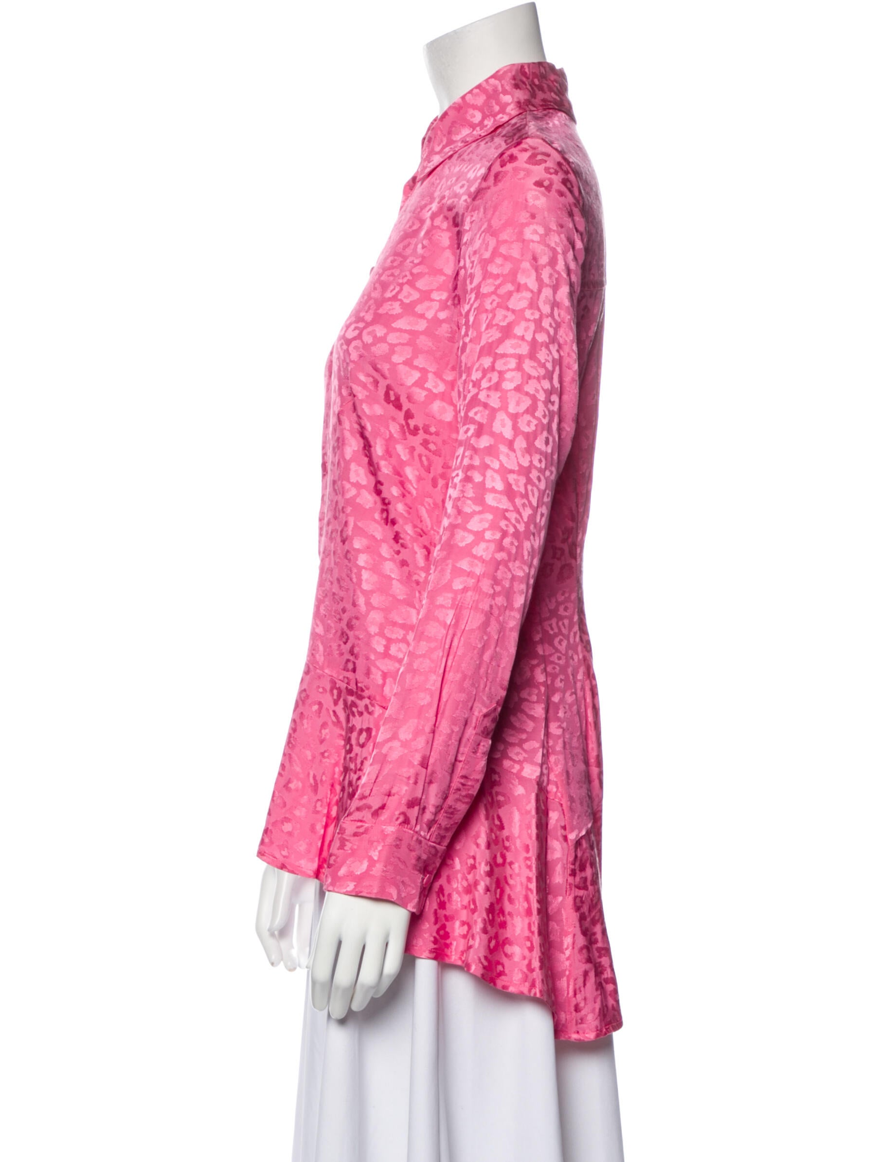 Koché Animal Print Long Sleeve Button-Up Top