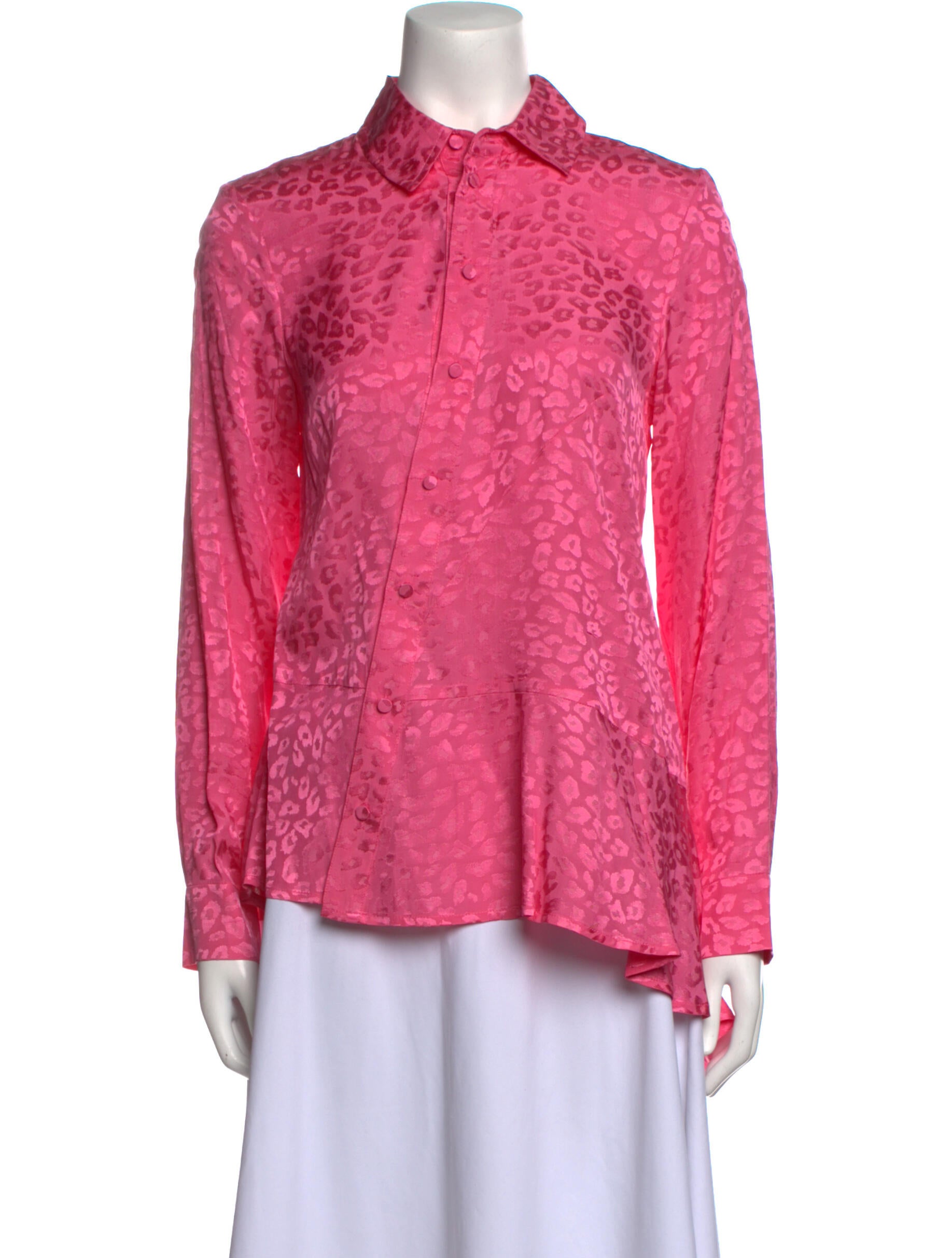 Koché Animal Print Long Sleeve Button-Up Top