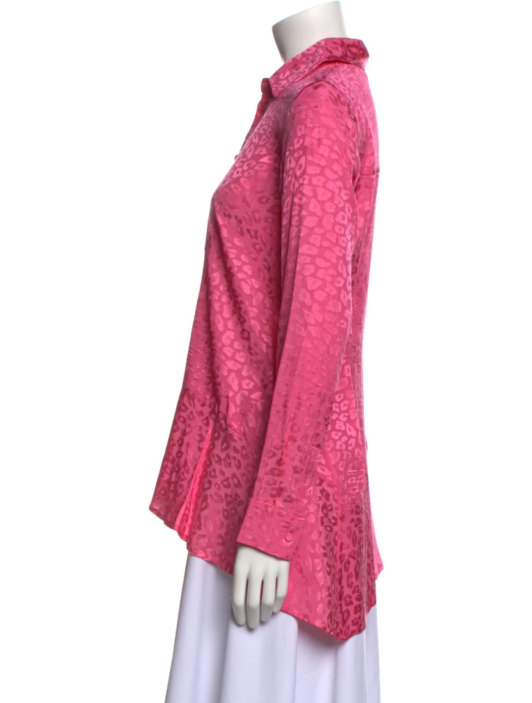 Koché Animal Print Long Sleeve Button-Up Top