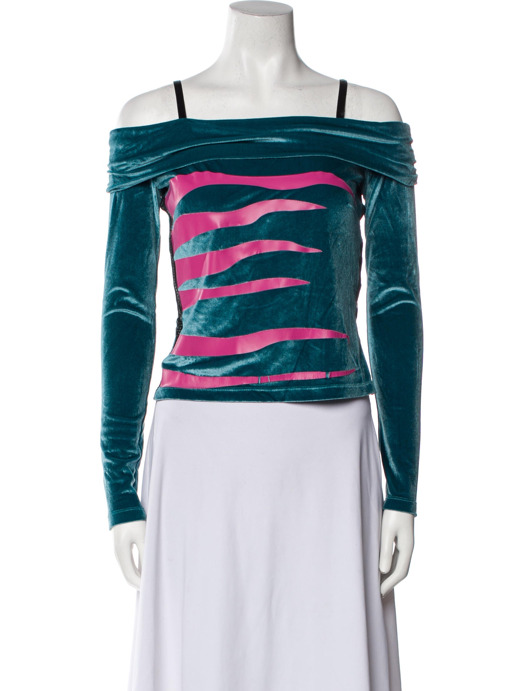 Koché Colorblock Pattern Square Neckline Crop Top