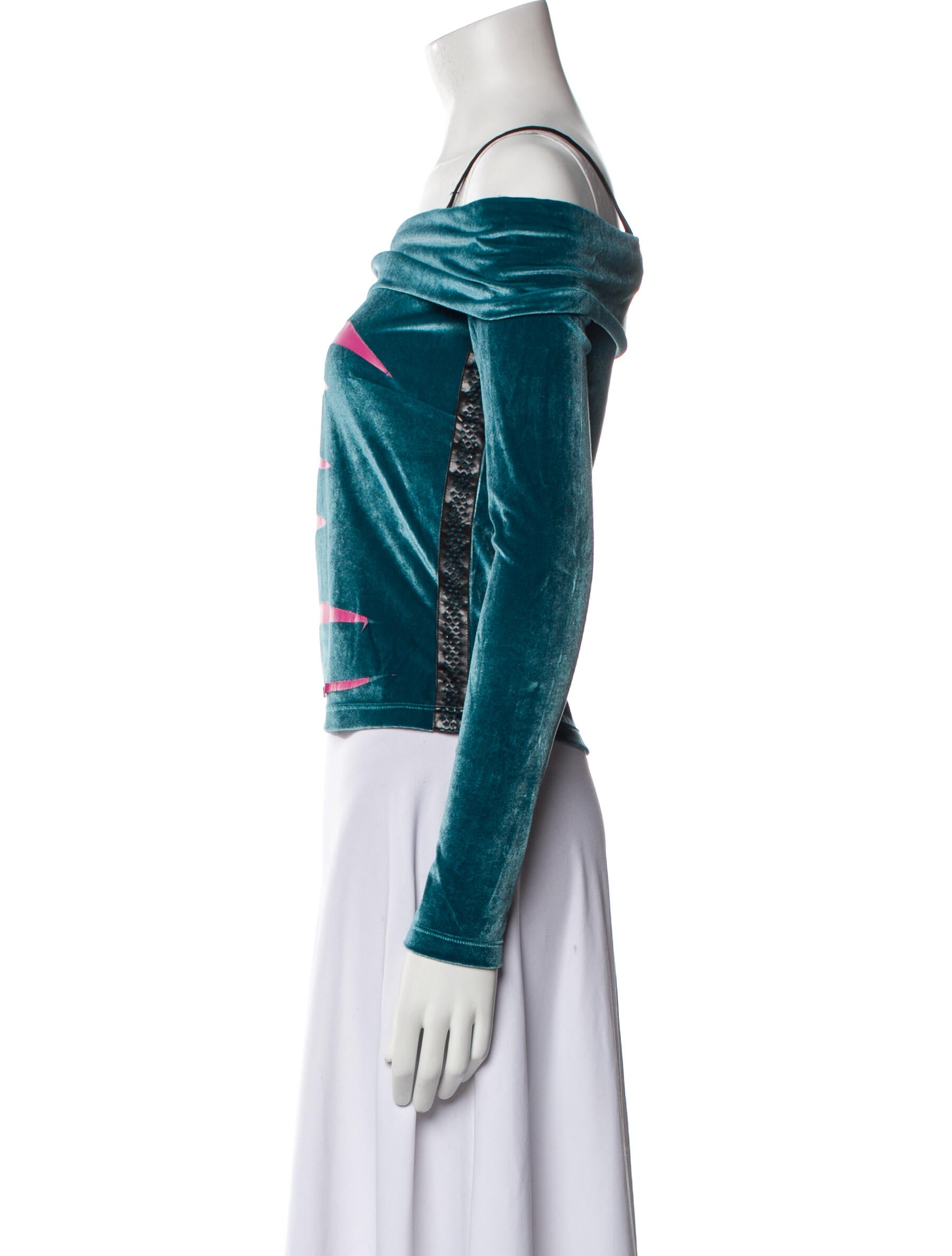 Koché Colorblock Pattern Square Neckline Crop Top