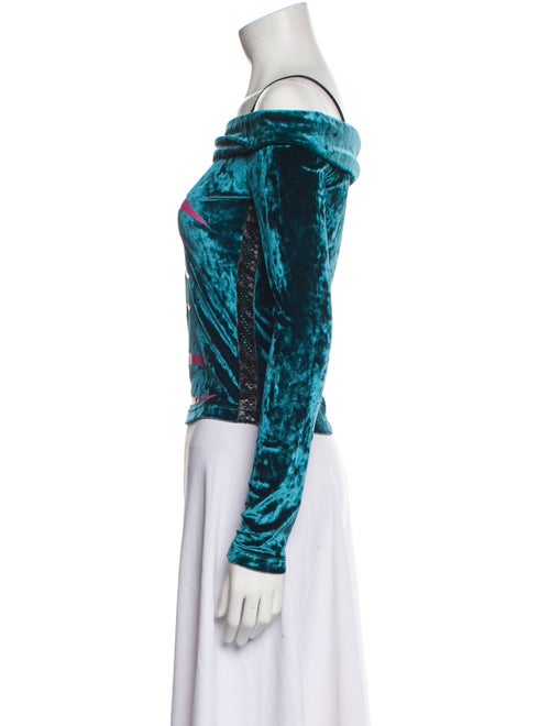 Koché Printed Square Neckline Crop Top