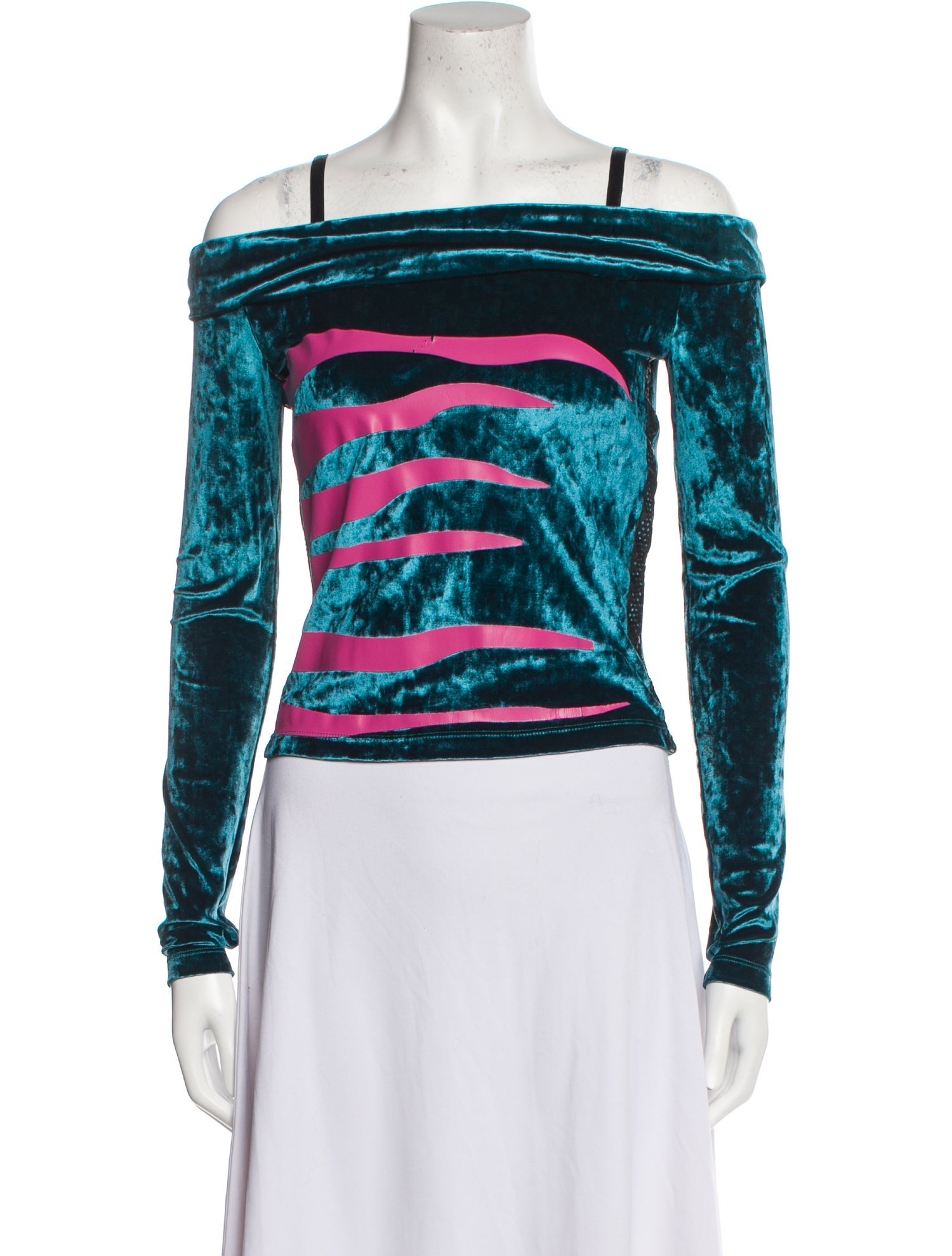 Koché Printed Square Neckline Crop Top