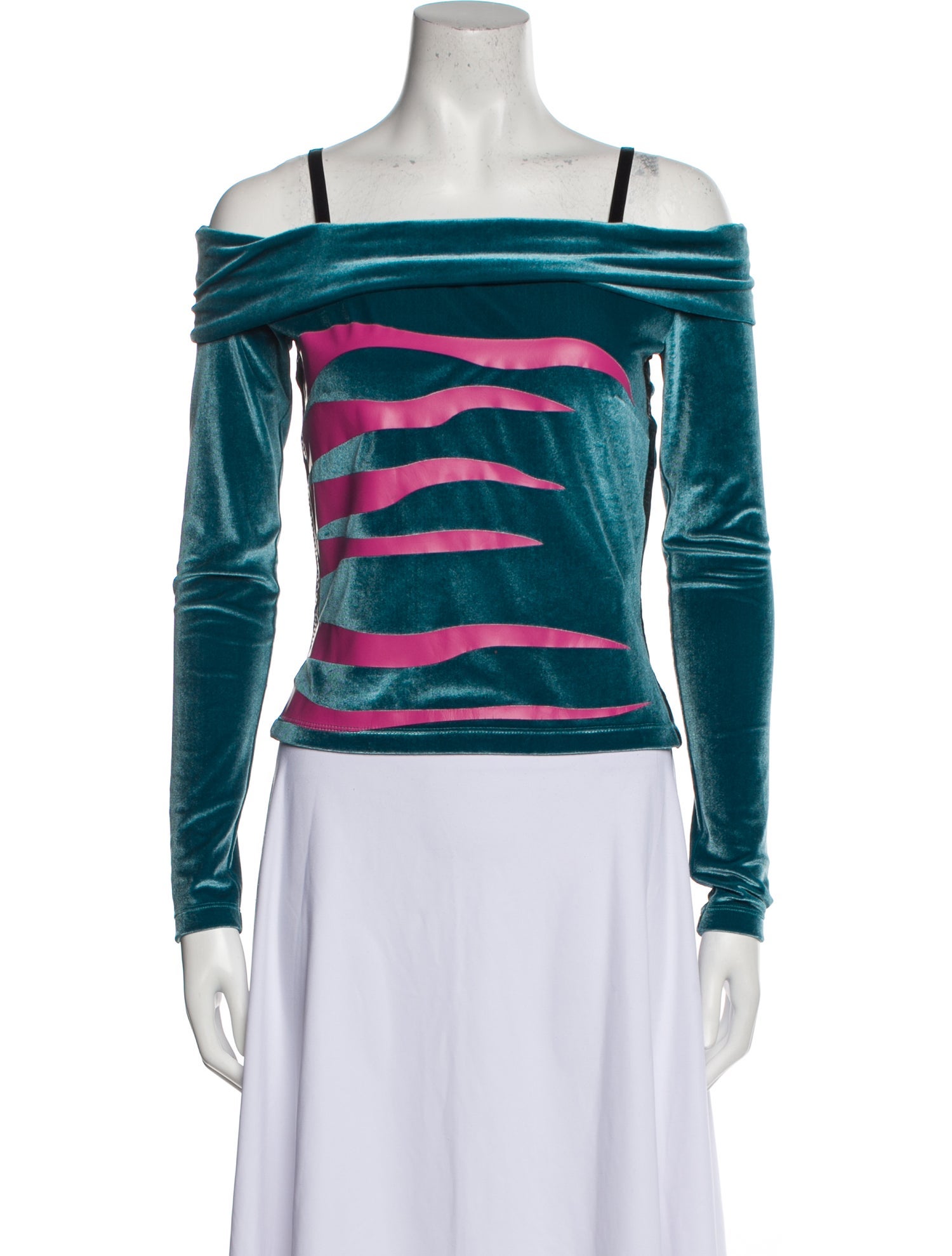 Koché Striped Square Neckline Top