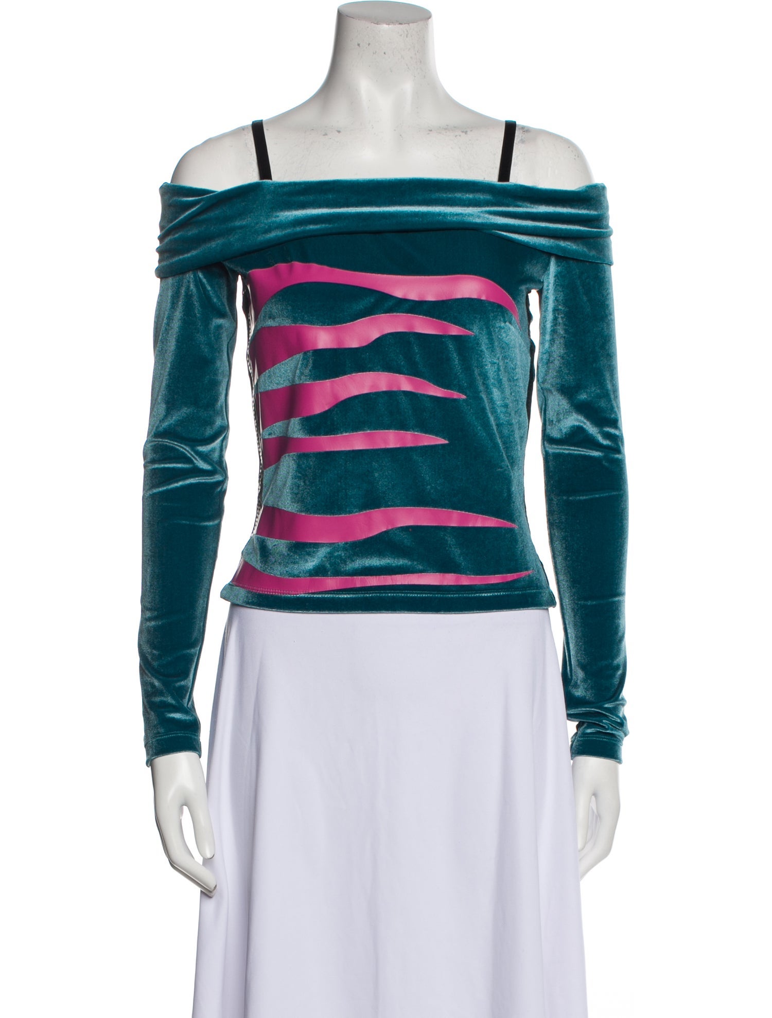 Koché Striped Square Neckline Top