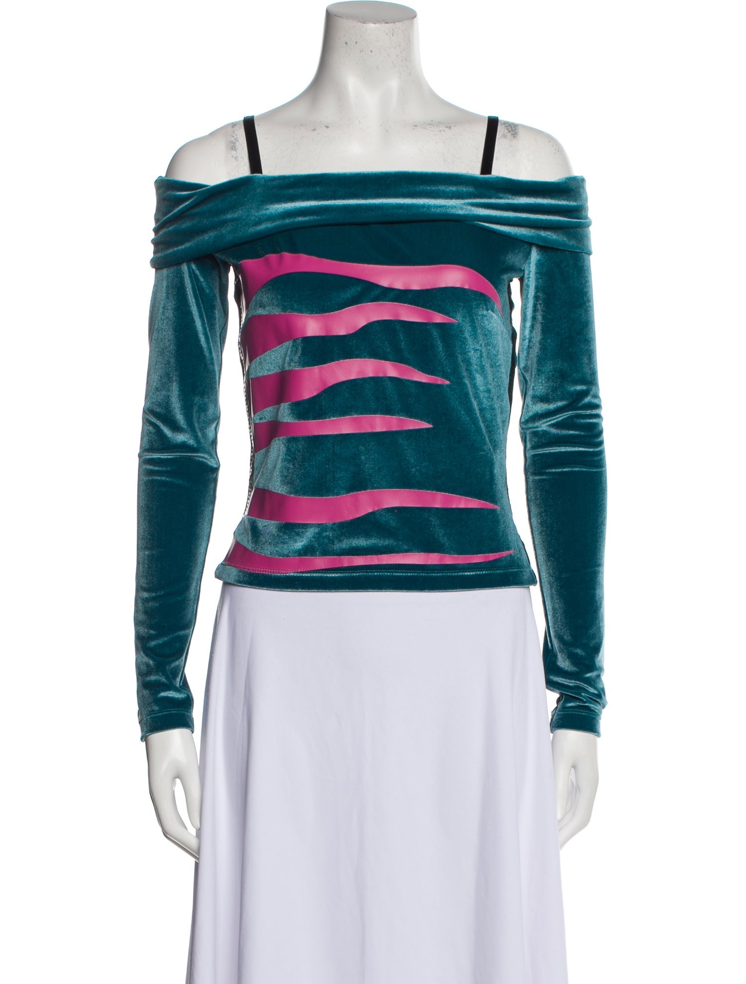 Koché Striped Square Neckline Top