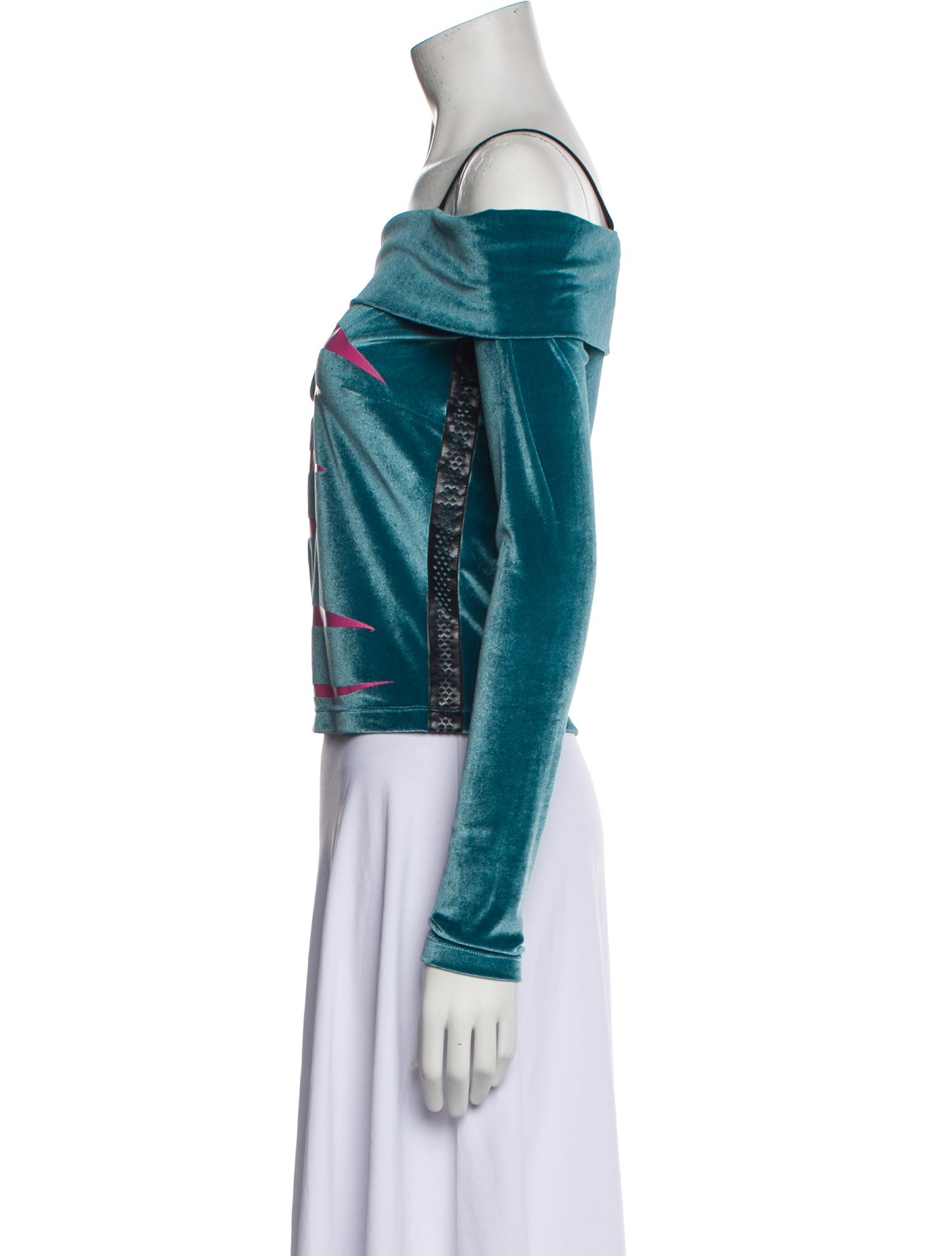 Koché Striped Square Neckline Top