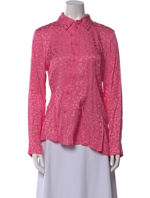 Koché Animal Print Long Sleeve Button-Up Top