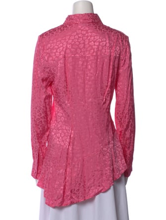 Koché Animal Print Long Sleeve Button-Up Top