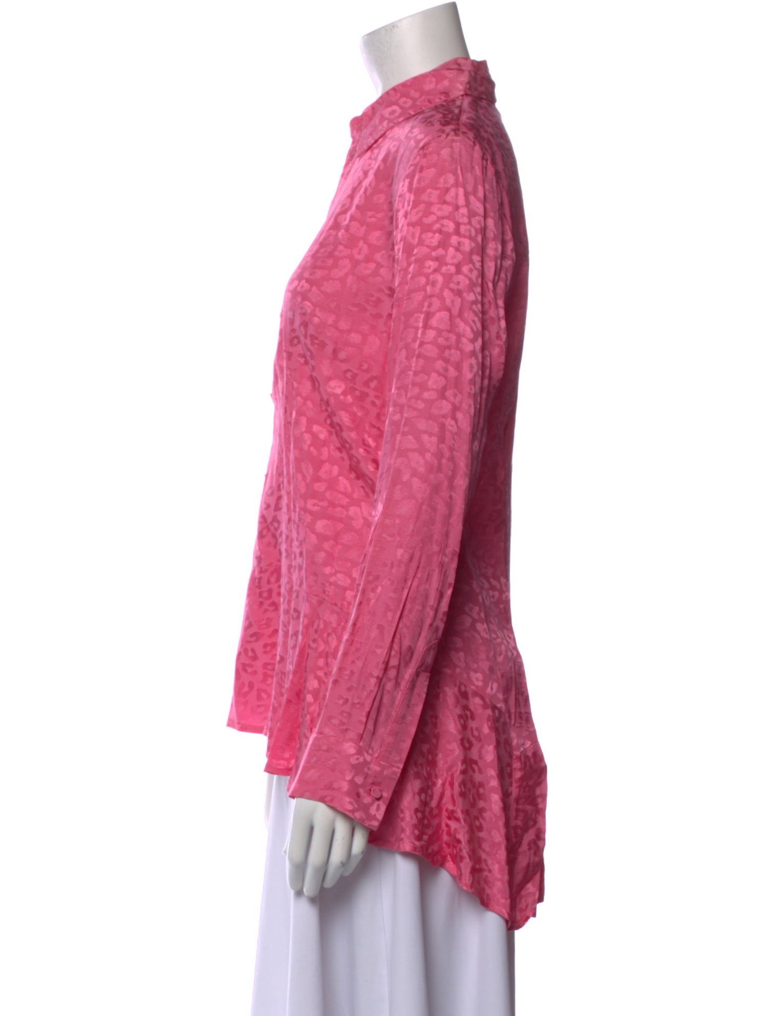 Koché Printed Long Sleeve Button-Up Top