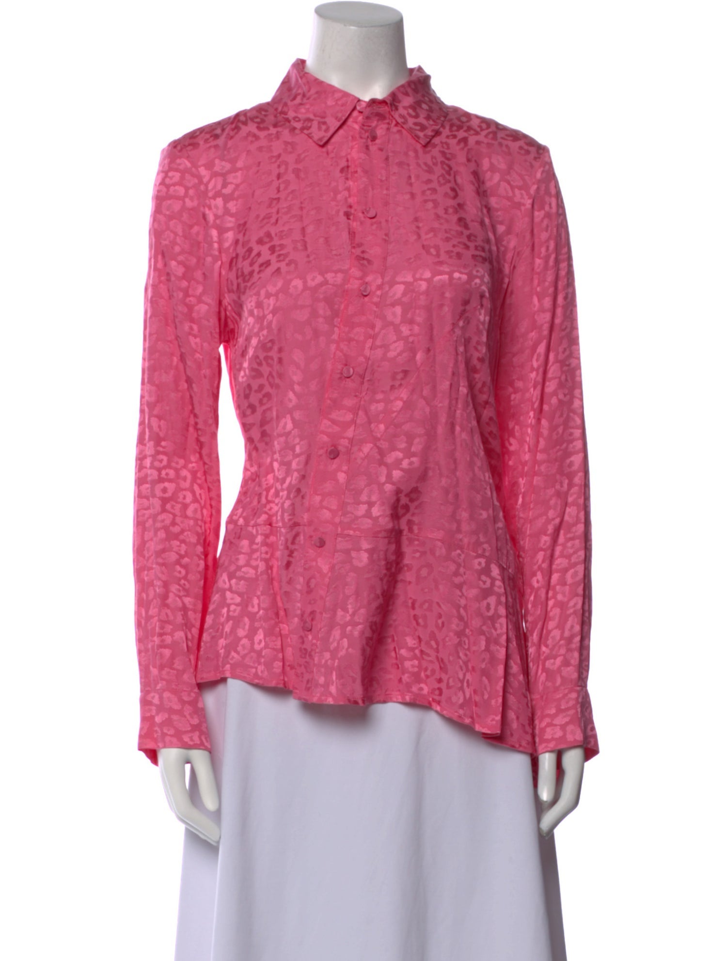 Koché Printed Long Sleeve Button-Up Top