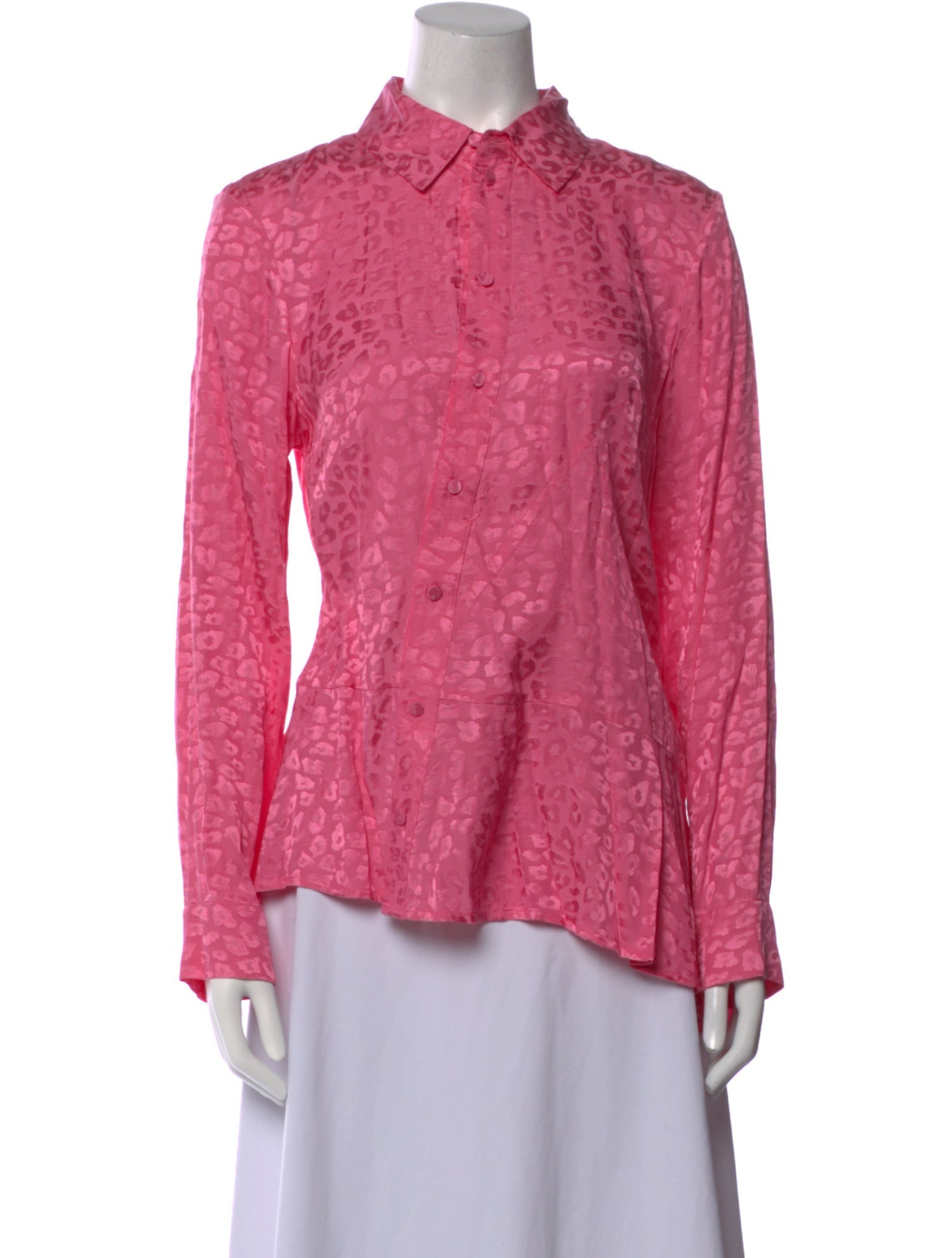 Koché Animal Print Long Sleeve Button-Up Top